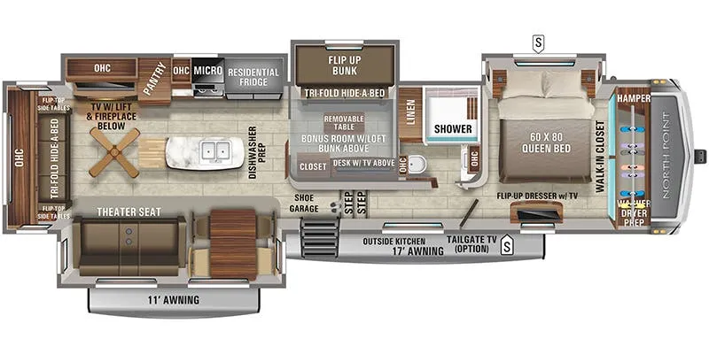 2022 Jayco North Point 377RLBH - Floor plan