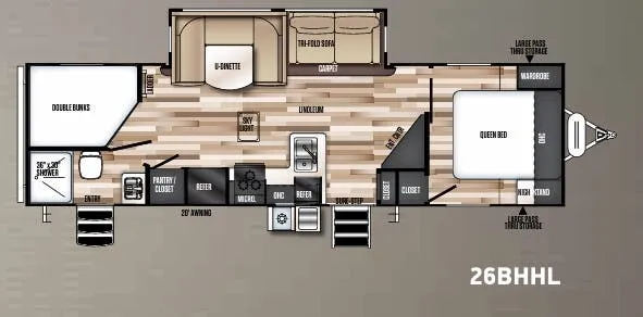 Forest River Wildwood Heritage Glen Hyper-Lyte 26BHHL floor plan