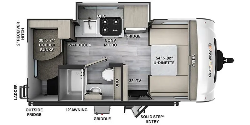 2023 Forest River Rockwood Geo Pro G16BH - Floor plan