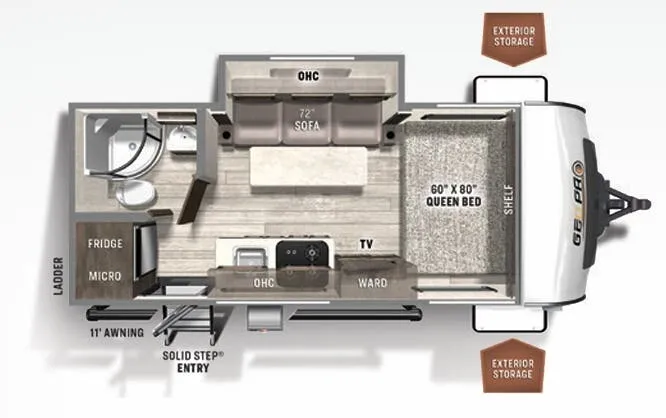 Forest River Rockwood Geo Pro 19FBS floor plan