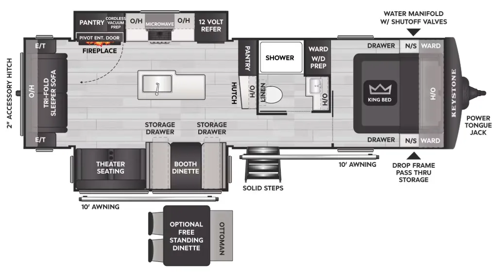 Keystone Cougar Western Elevation 29RLWE floor plan