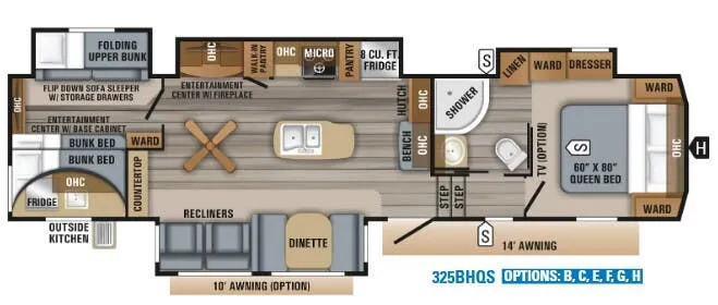 Jayco Eagle 325BHQS floor plan