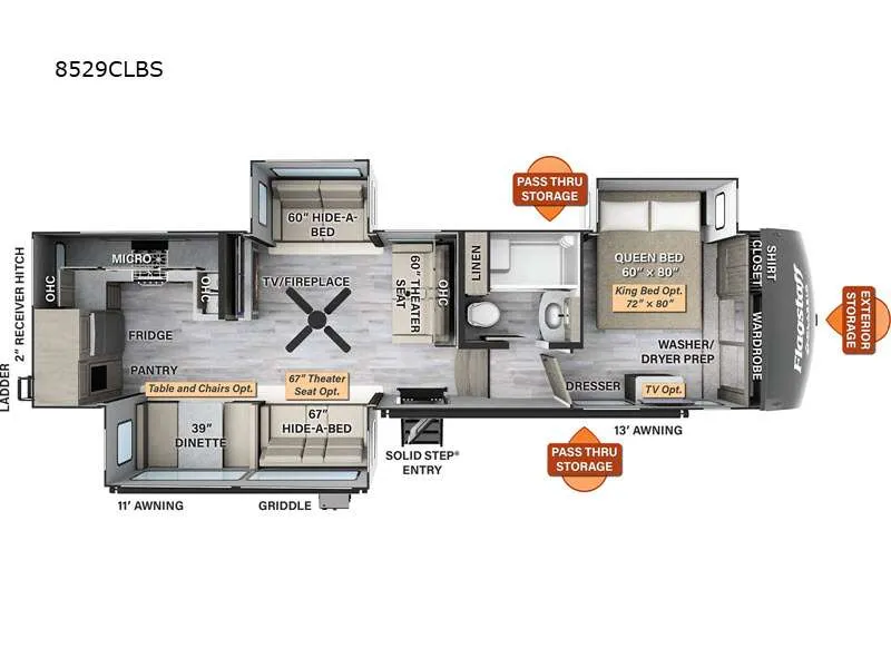 2023 Forest River Flagstaff Classic 8529CLBS floor plan