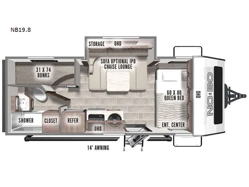 2022 Forest River NO BOUNDARIES 19.8 - Floor plan