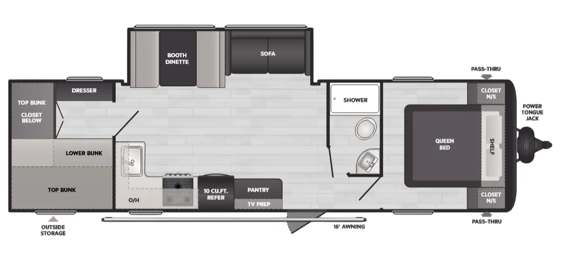 Keystone Hideout Sport 291BR floor plan