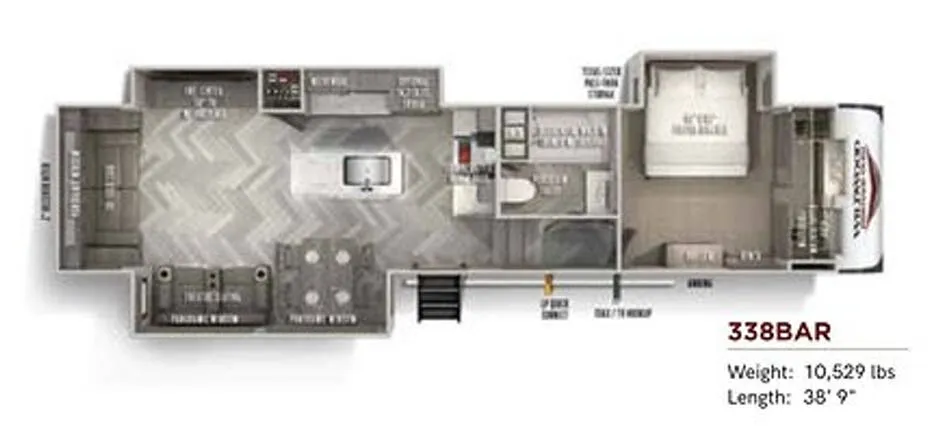 2020 Forest River Wildwood Heritage Glen 338BAR floor plan
