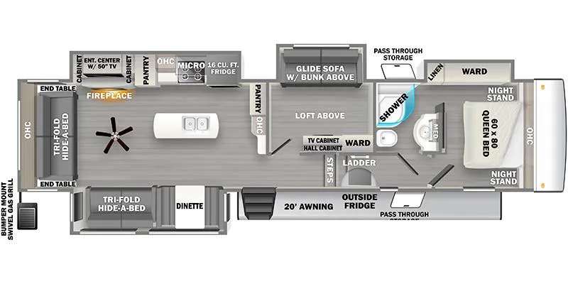 2022 Forest River Sandpiper 3660MB floor plan