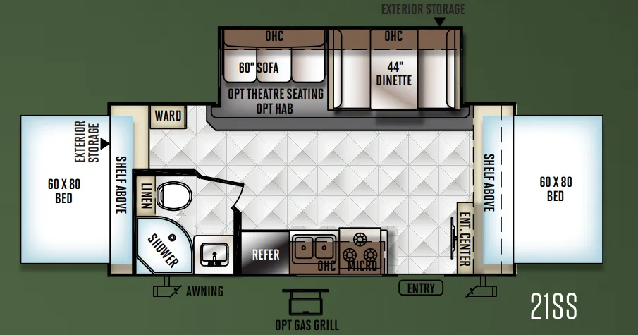 2011 Forest River Rockwood Roo 21SS - Floor plan