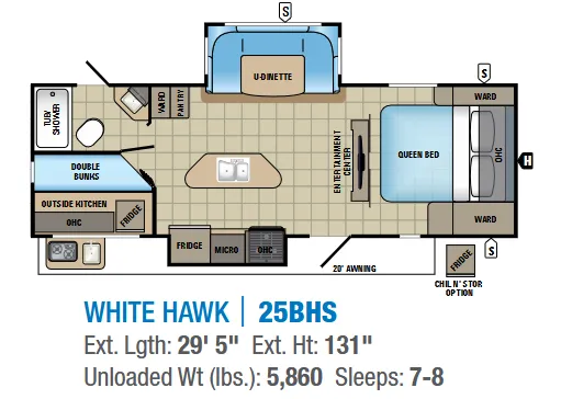 Jayco White Hawk 25BHS floor plan