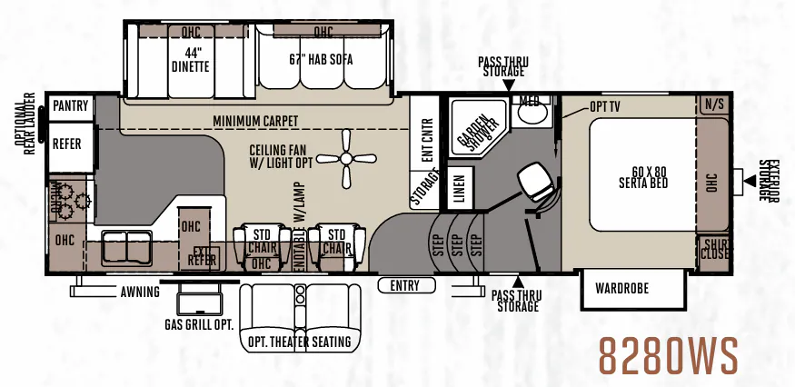 Forest River Rockwood Signature Ultra Lite 8280WS floor plan