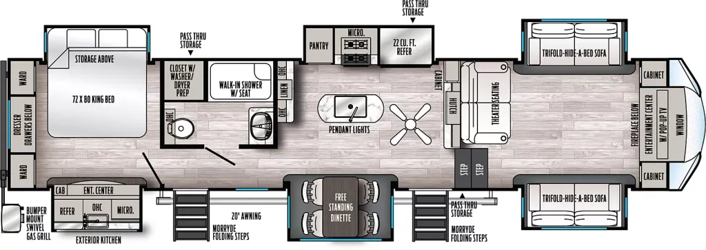 2019 Forest River Sandpiper Front Livingroom floor plan
