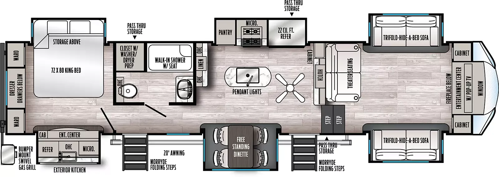 2019 Forest River Sandpiper Front Livingroom - Floor plan