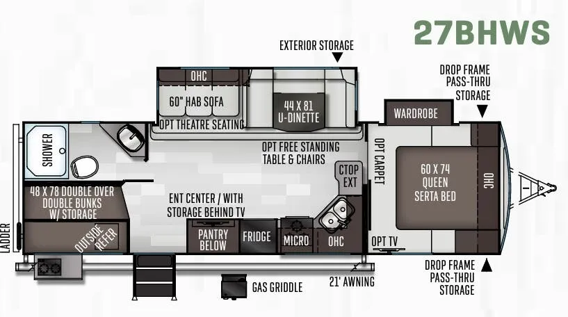 Forest River Flagstaff Super Lite 27BHWS floor plan