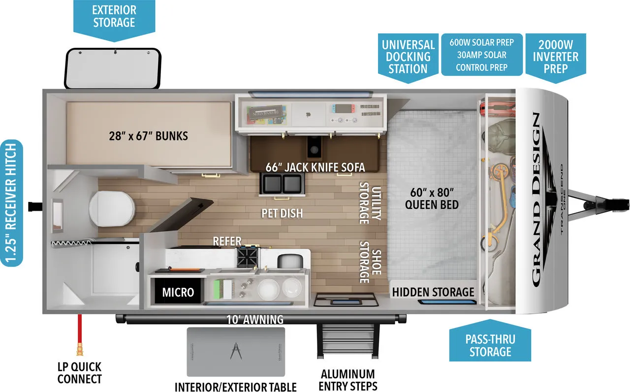 2025 Grand Design Transcend One 161BH - Floor plan