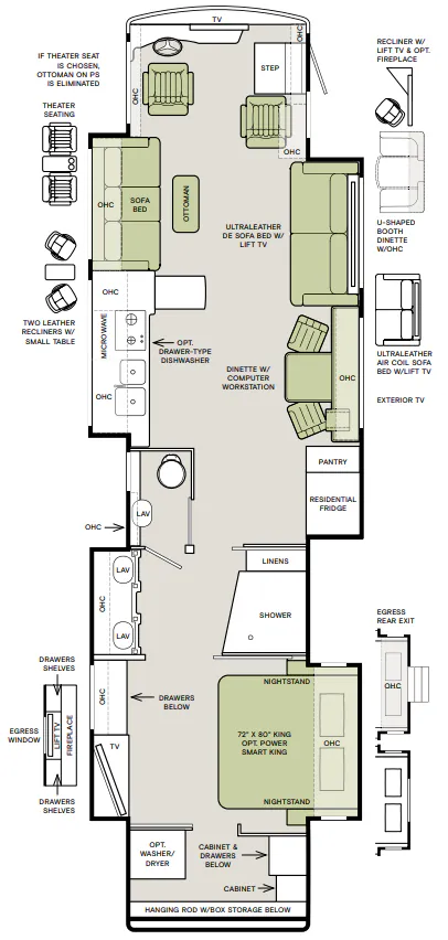 Tiffin Allegro Bus 45 MP floor plan
