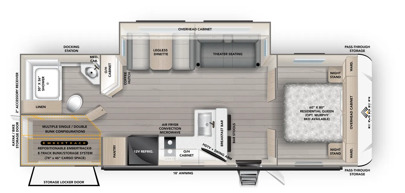 2026 Ember RV E-Series 26ETS - Floor plan