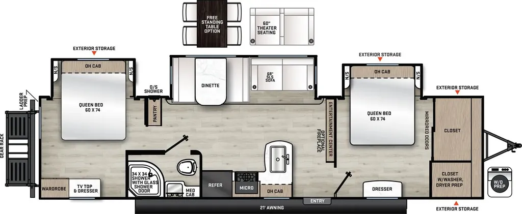 2026 Coachmen Catalina Legacy Edition 343BHTS (2 Queen Beds) floor plan