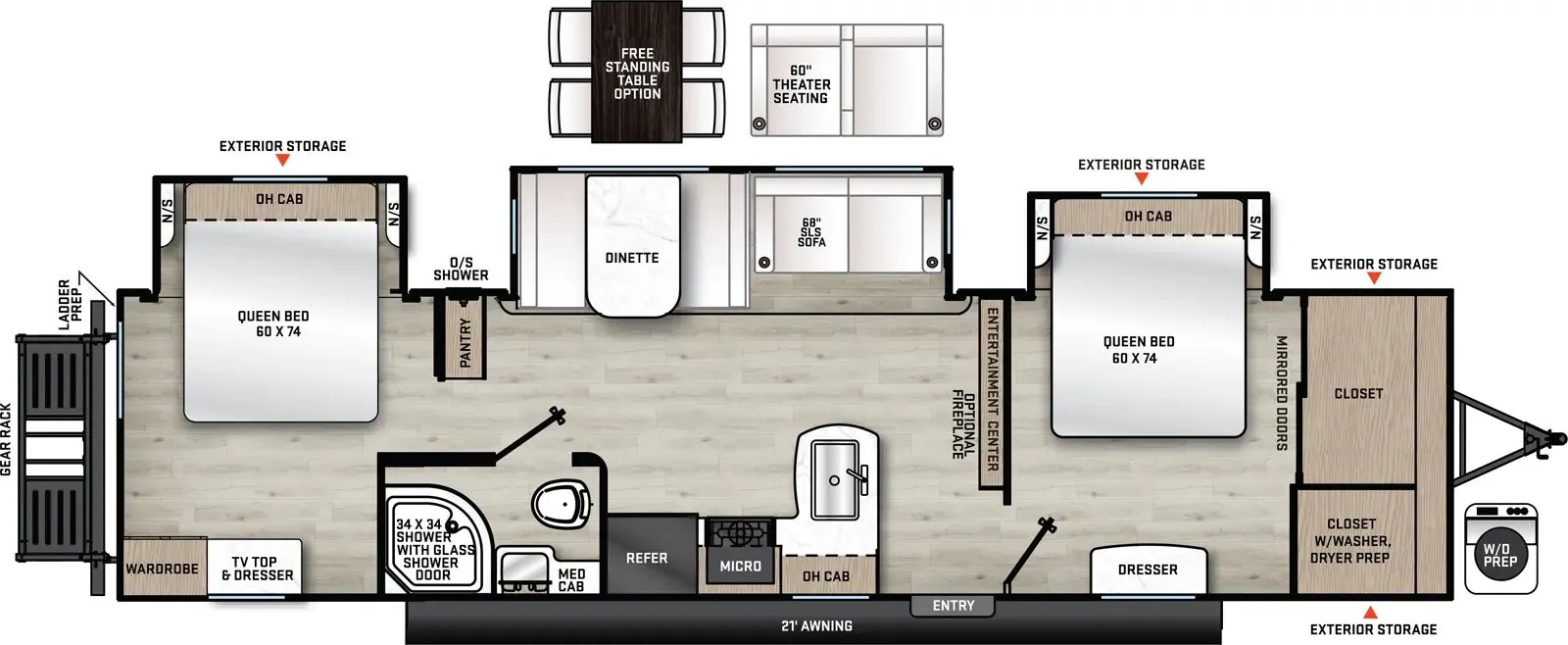 2026 Coachmen Catalina Legacy Edition 343BHTS (2 Queen Beds) - Floor plan