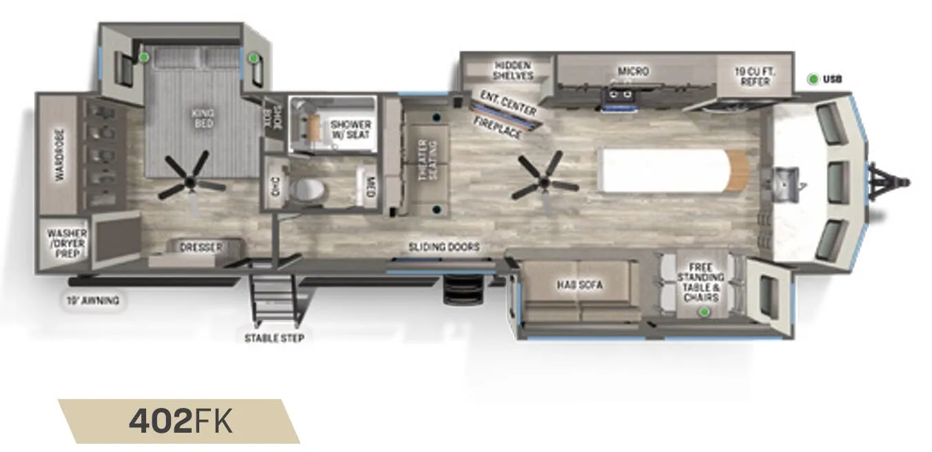 Forest River Sierra Destination 402FK floor plan