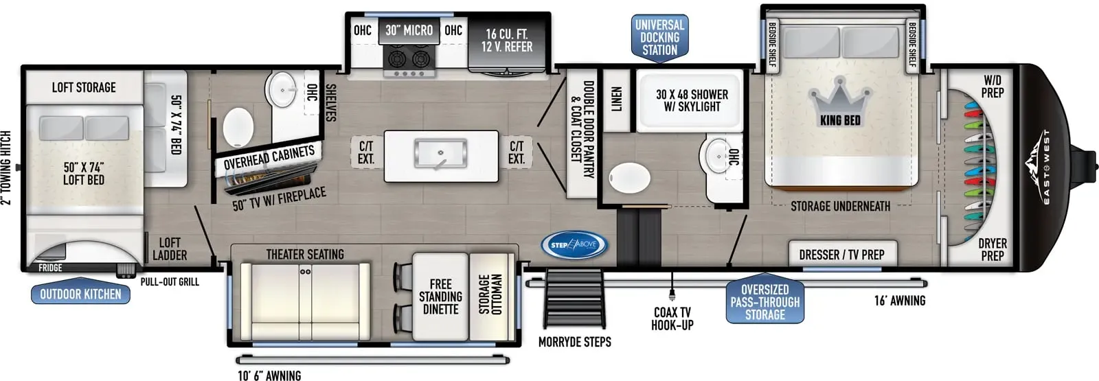 2024 East to West Blackthorn 3700BH-OK - Floor plan