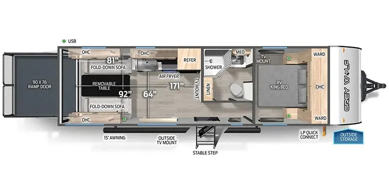 2025 Forest River Cherokee Grey Wolf 25RRT floor plan