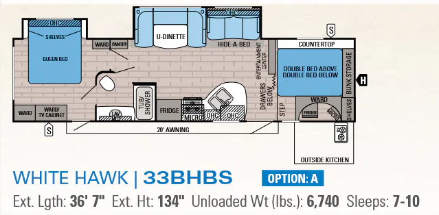 Jayco White Hawk 33BHBS floor plan