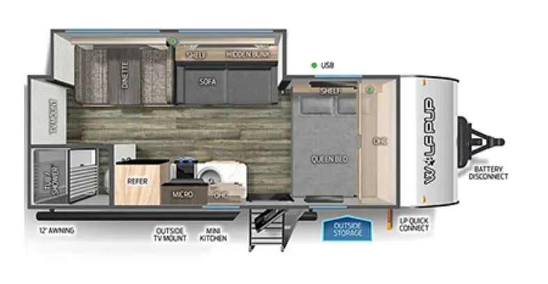 Forest River Cherokee Wolf Pup 18TO floor plan