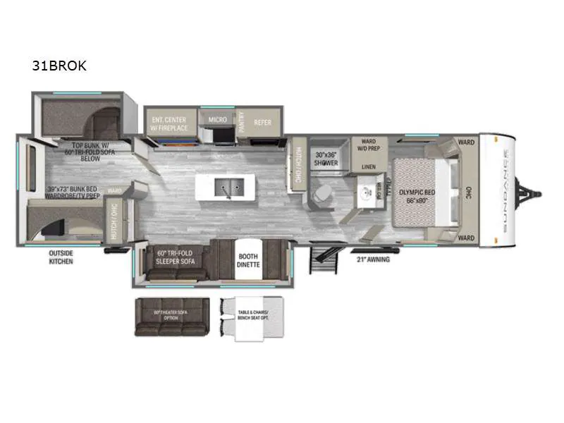 2026 Heartland Sundance Ultra-Lite 31BROK - Floor plan