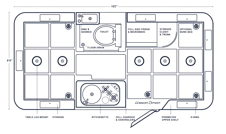 Happier Camper Traveler SUMMIT floor plan