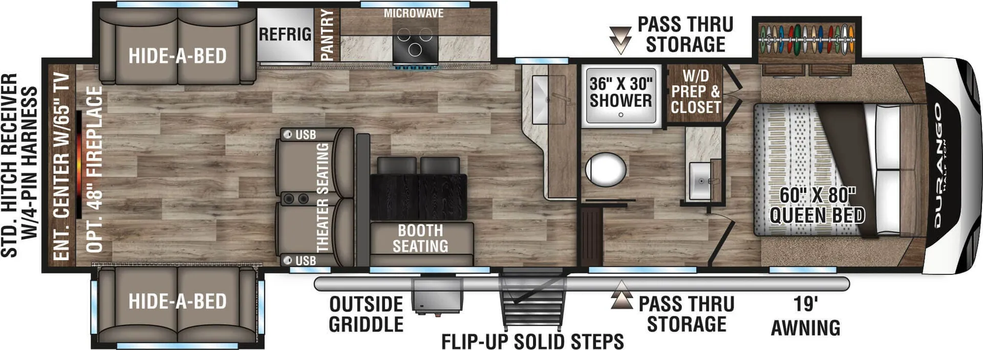 K-Z Durango Half-Ton D290RLT floor plan