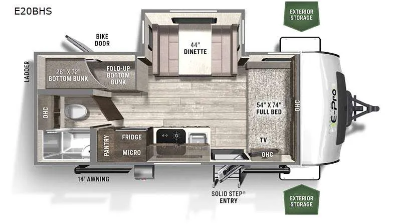 2021 Forest River RV Flagstaff E-Pro 20BHS - Floor plan