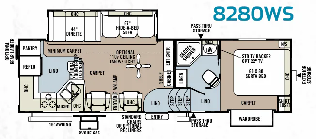 Forest River Rockwood Signature Ultra Lite 8280WS floor plan
