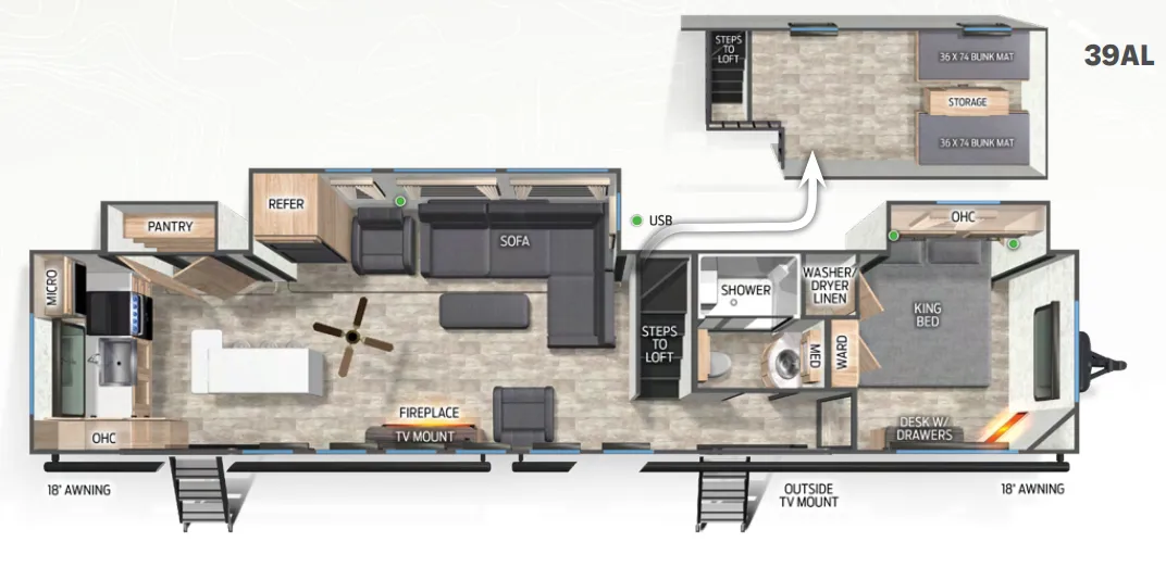 Forest River Cherokee Timberwolf 39AL floor plan
