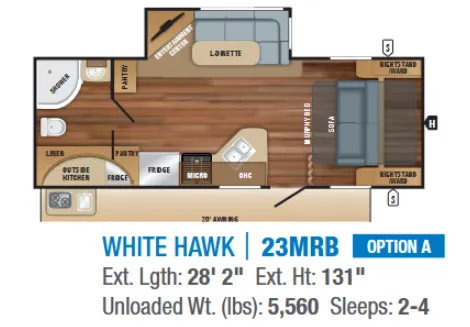Jayco White Hawk 23MRB floor plan