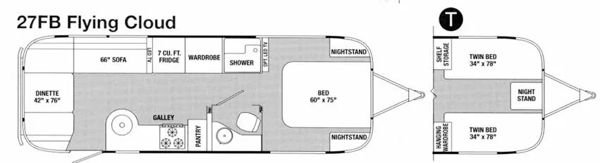 Airstream Flying Cloud 27FB floor plan