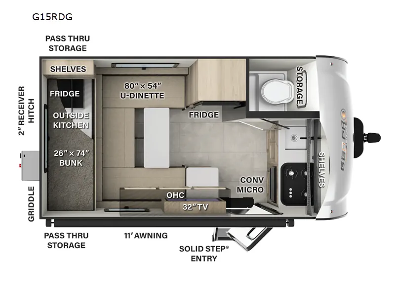2025 Forest River Rockwood Geo Pro G15RDG - Floor plan