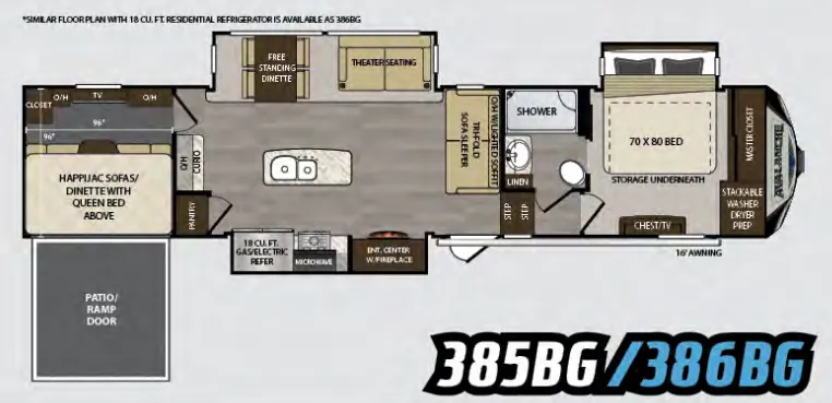 Keystone Avalanche 386BG floor plan