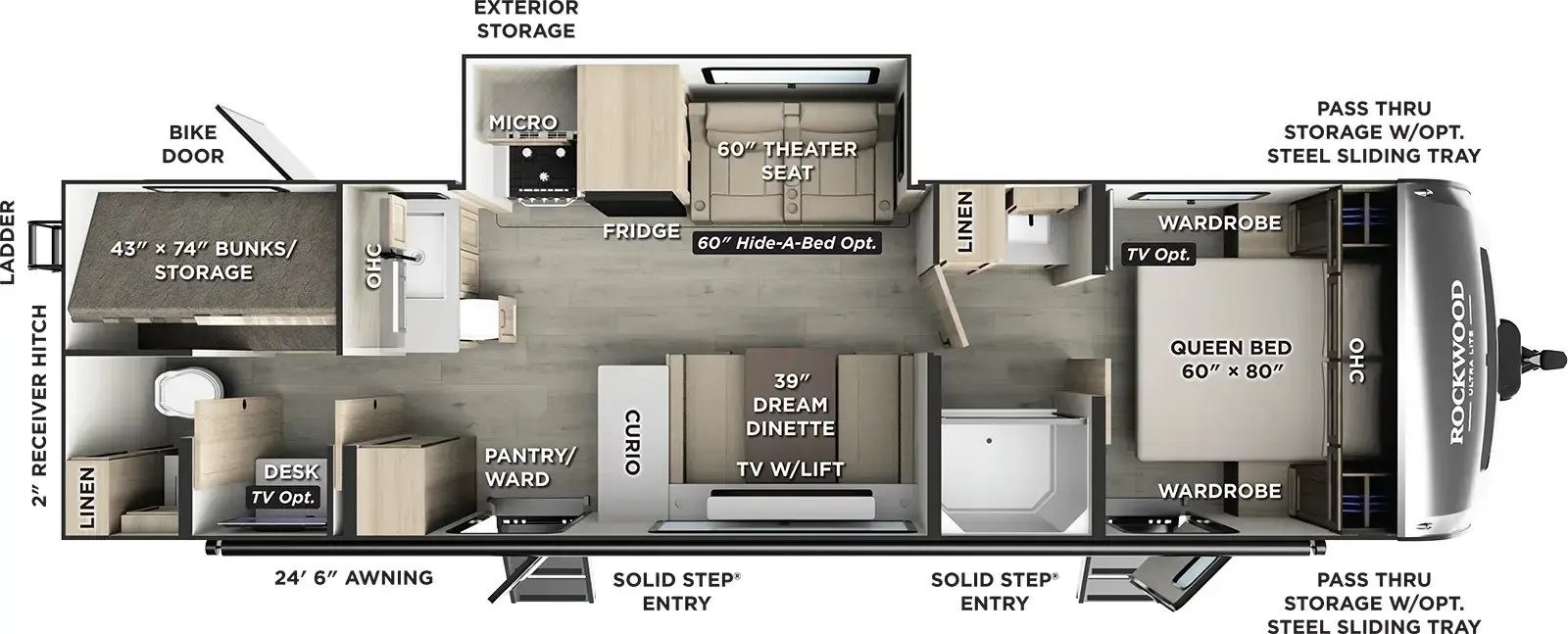 2026 Forest River Rockwood Ultra Lite 2918BH - Floor plan