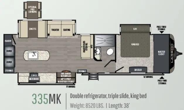 2019 Keystone Laredo 335MK floor plan
