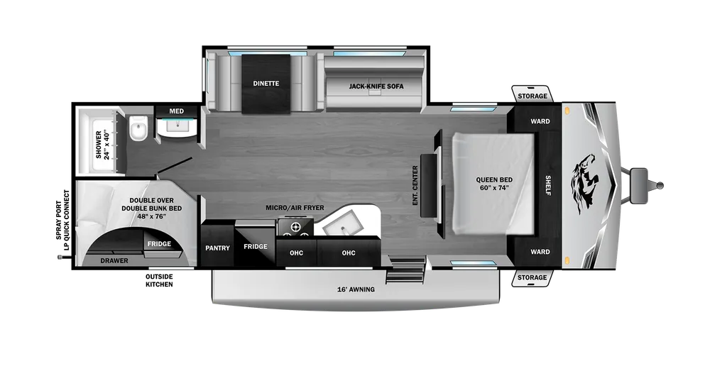 2027 Highland Ridge Open Range Colt 26DBS floor plan