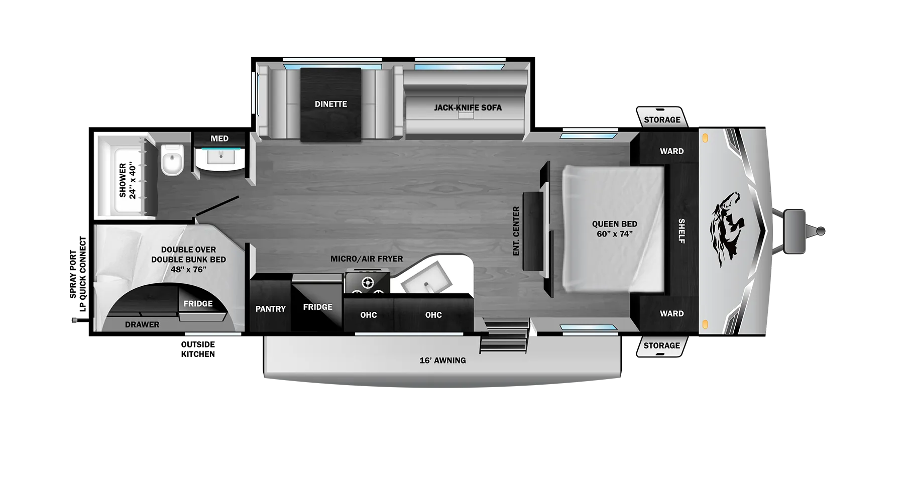 2027 Highland Ridge Open Range Colt 26DBS - Floor plan