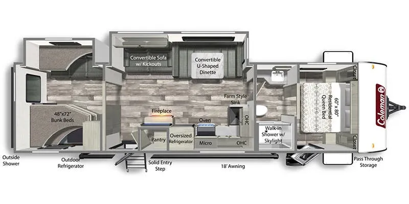 Dutchmen Coleman Light 3215BH floor plan