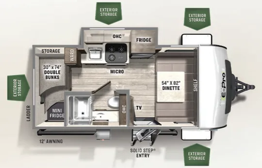 Forest River Flagstaff E-Pro 16BH floor plan