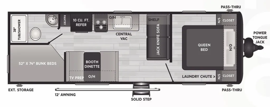 2023 Keystone Hideout 25BHN floor plan