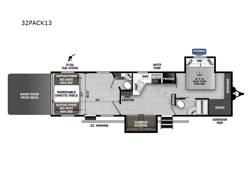 2024 Forest River Cherokee Wolf Pack 32PACK13 floor plan