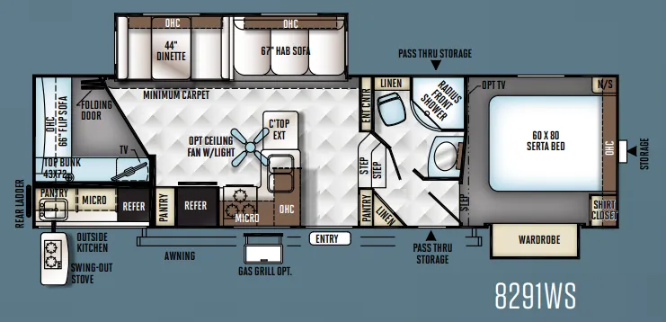 Forest River Rockwood Signature Ultra Lite 8291WS floor plan