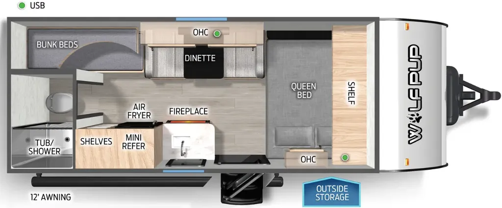2024 Forest River Cherokee Wolf Den 16EV floor plan