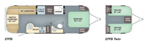 Airstream Flying Cloud 27FB Twin floor plan