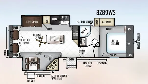 Forest River Rockwood Signature Ultra Lite 8289WS floor plan
