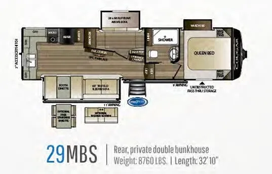2020 Keystone RV Cougar Half-Ton 29MBS - Floor plan